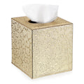 BTSKY Gold PU Leather Cube Tissue Box Cover – Decorative Napkin Holder