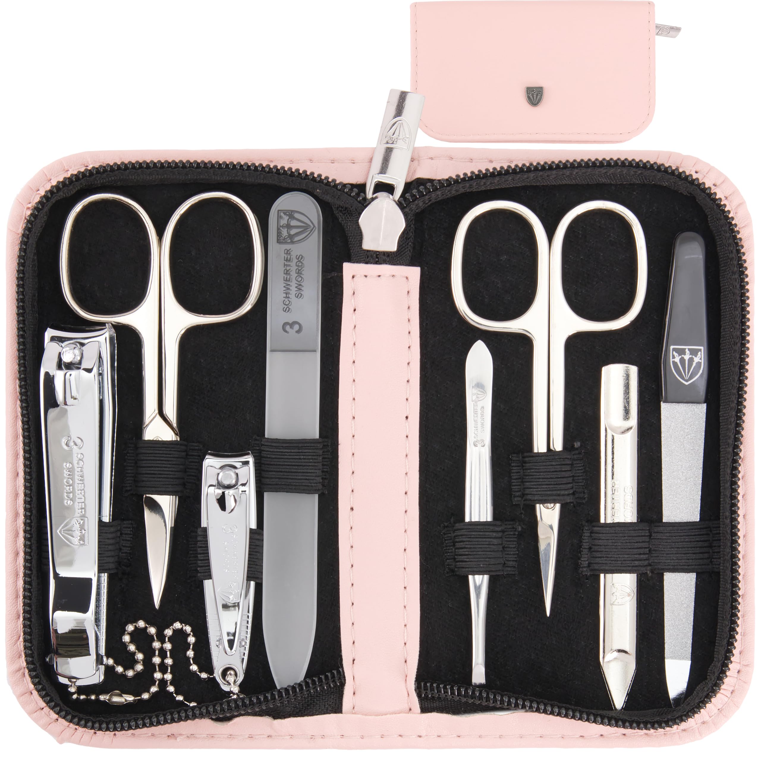 3 Swords Germany 8-Piece Manicure Pedicure Set | Pink Leather Case