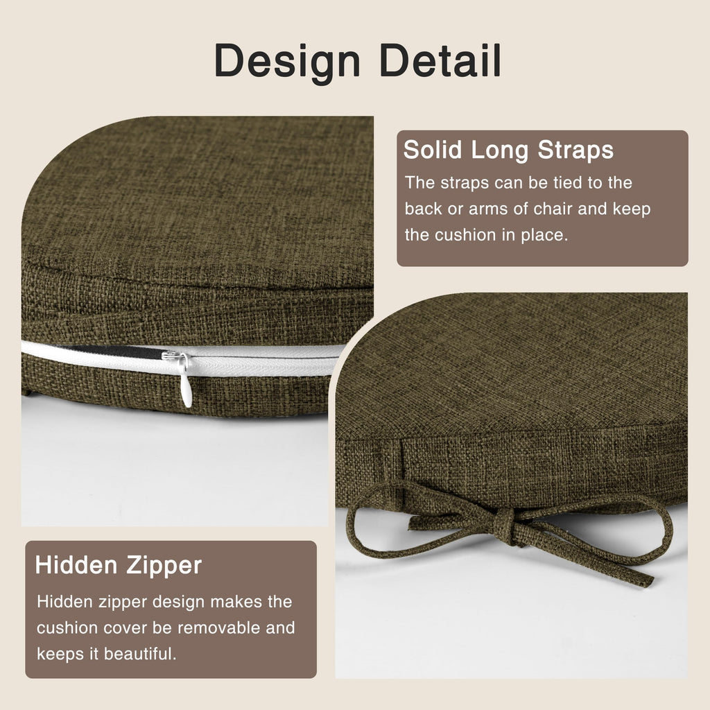 OVOV Windsor Chair Cushions Set of 4 – Non-Slip Linen Dining Seat Pads