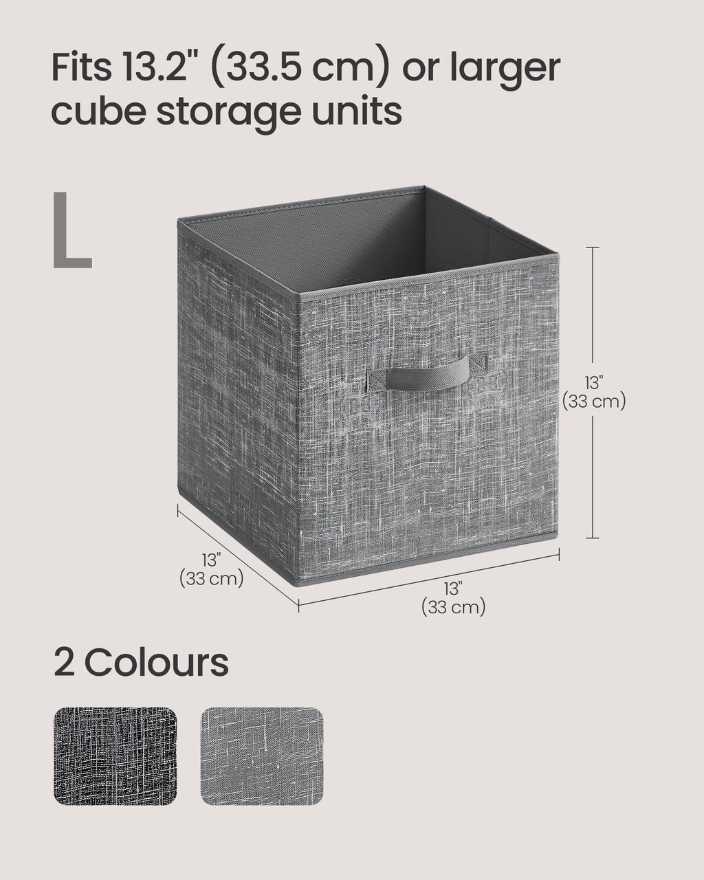 SONGMICS Storage Cubes – Set of 8 Foldable Fabric Bins, Cattail Grey