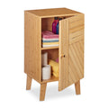 Relaxdays Bamboo Bathroom Cabinet – Free-standing Storage Cupboard