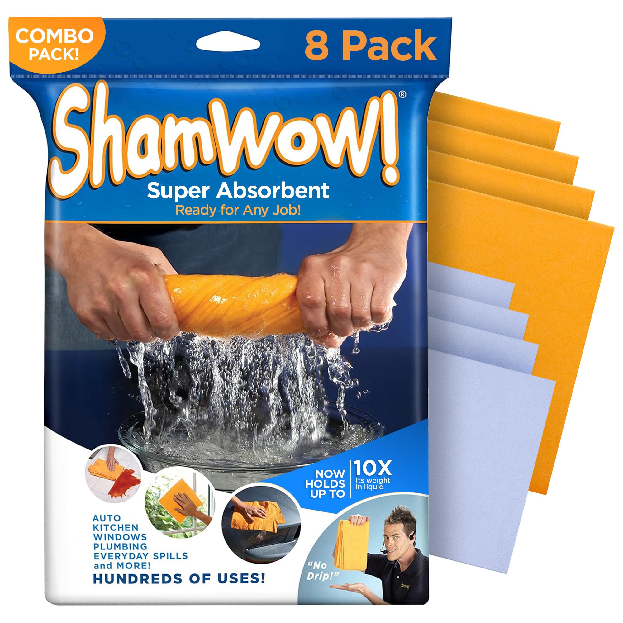 Shamwow Multi-Purpose Cleaning Towels – Super Absorbent 8-Piece Set