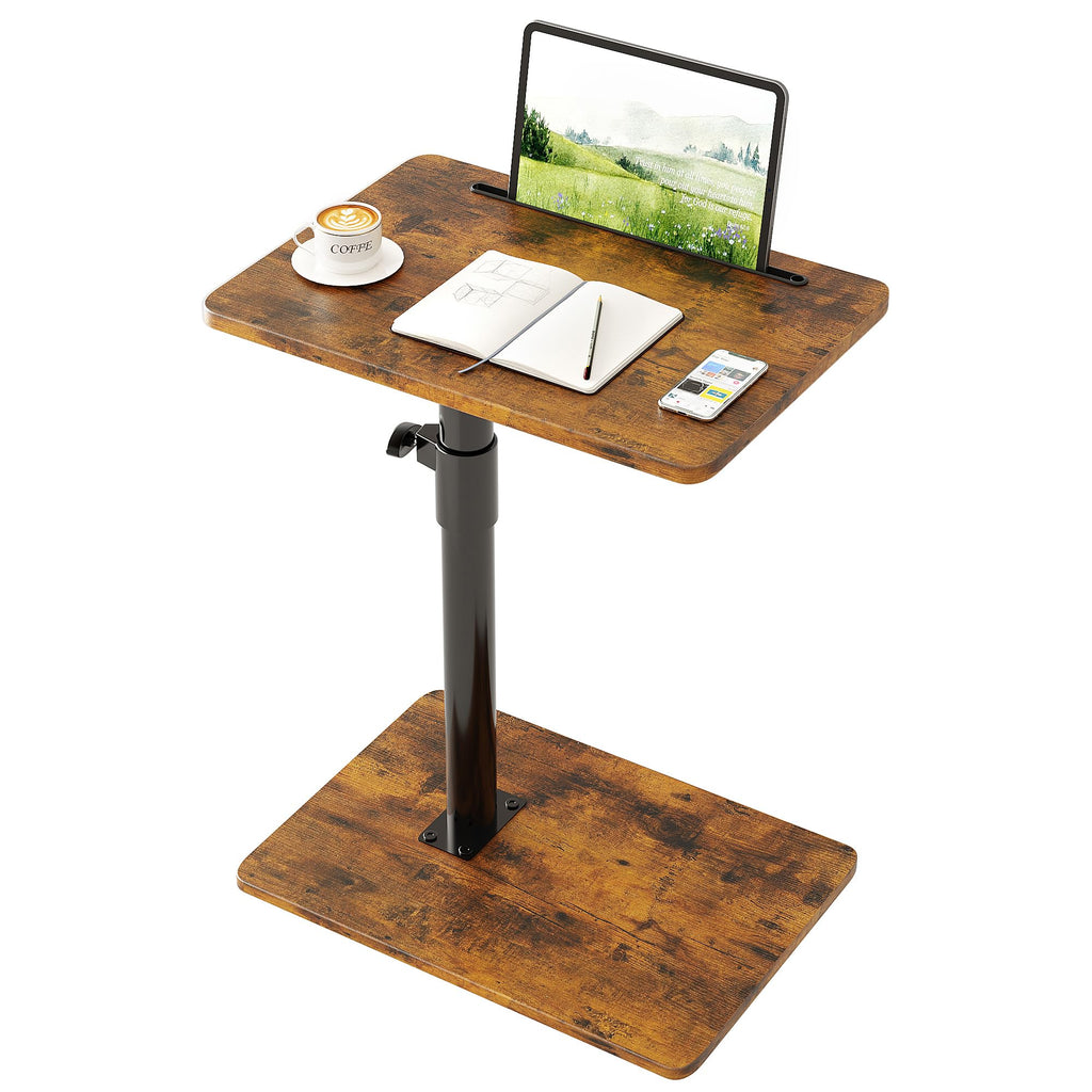 CAIYUN C Shaped Side Table, Height Adjustable Swivel 360° Rotating, Brown End Table for Small Spaces - image 1