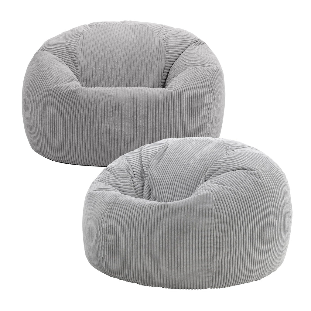 icon Kingston Cord Bean Bag with Filling Included, Set of 2, Grey