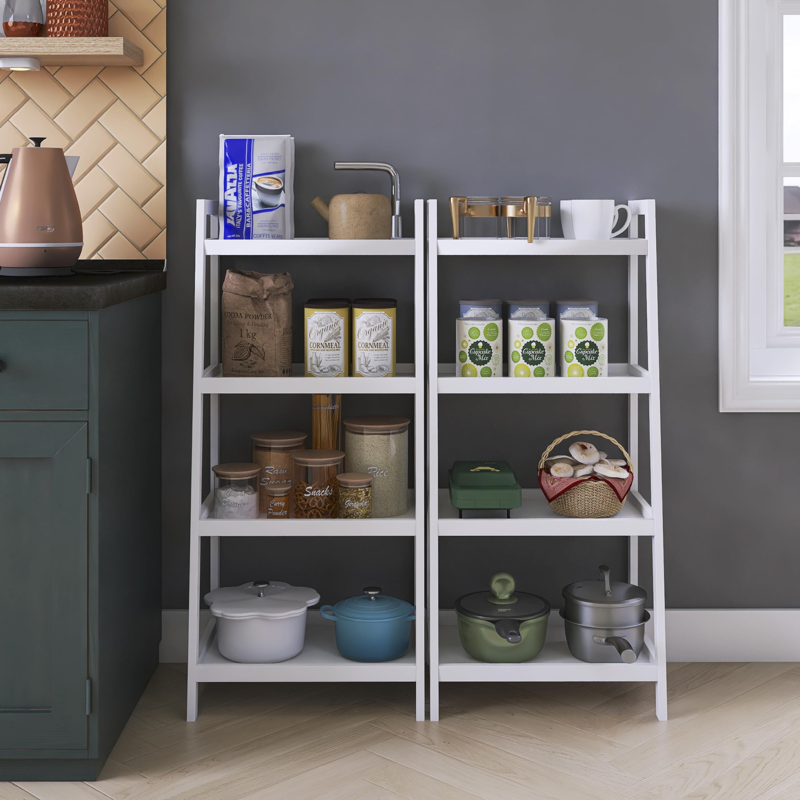 SMIBUY 4-Tier Bamboo Ladder Shelf – Freestanding Bookshelf & Plant Stand