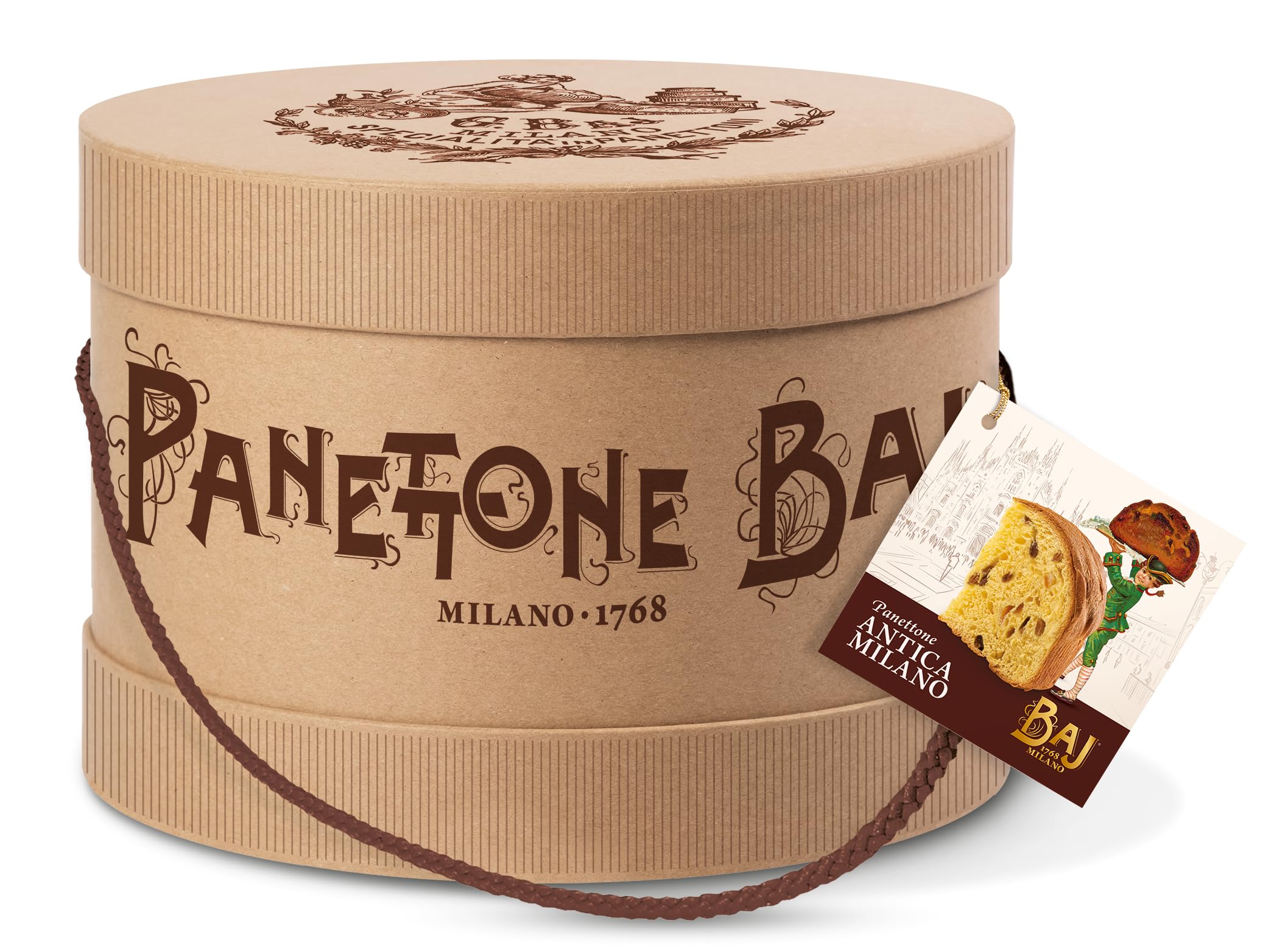 Baj Antica Milano Panettone – 1kg Artisan Cake in 19th Century Hat Box