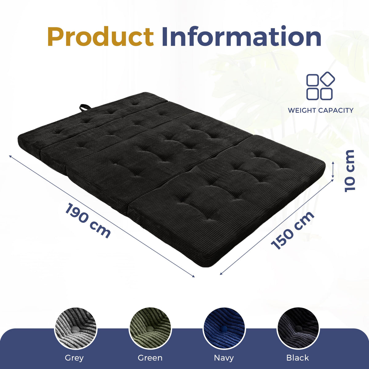MAXYOYO Folding Mattress Double, Comfy Foldable Sofa Couch Bed, Guest Mattress with Handles Floor Futon Sofa Bed for Guest - image 2
