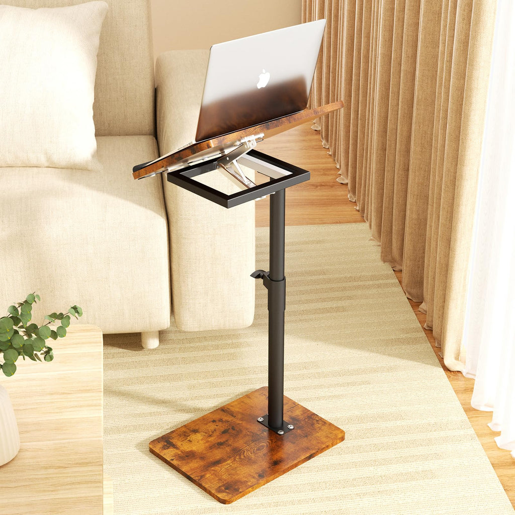 YUHFERA Sofa Armrest Tray Table – 360° Swivel Height Adjustable C-Table