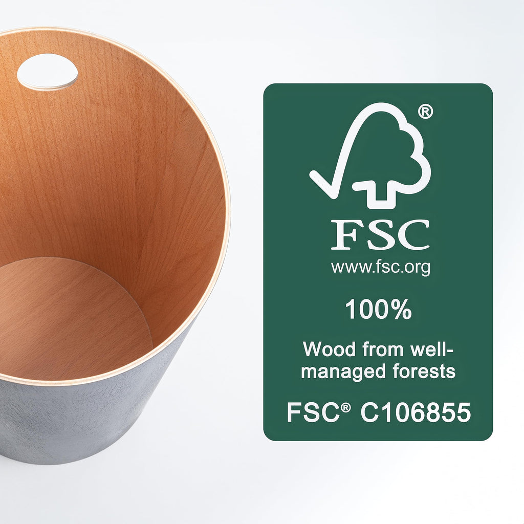 Kazai Bennet Real Wood Veneer Paper Bin – Oak Minimalist Waste Basket
