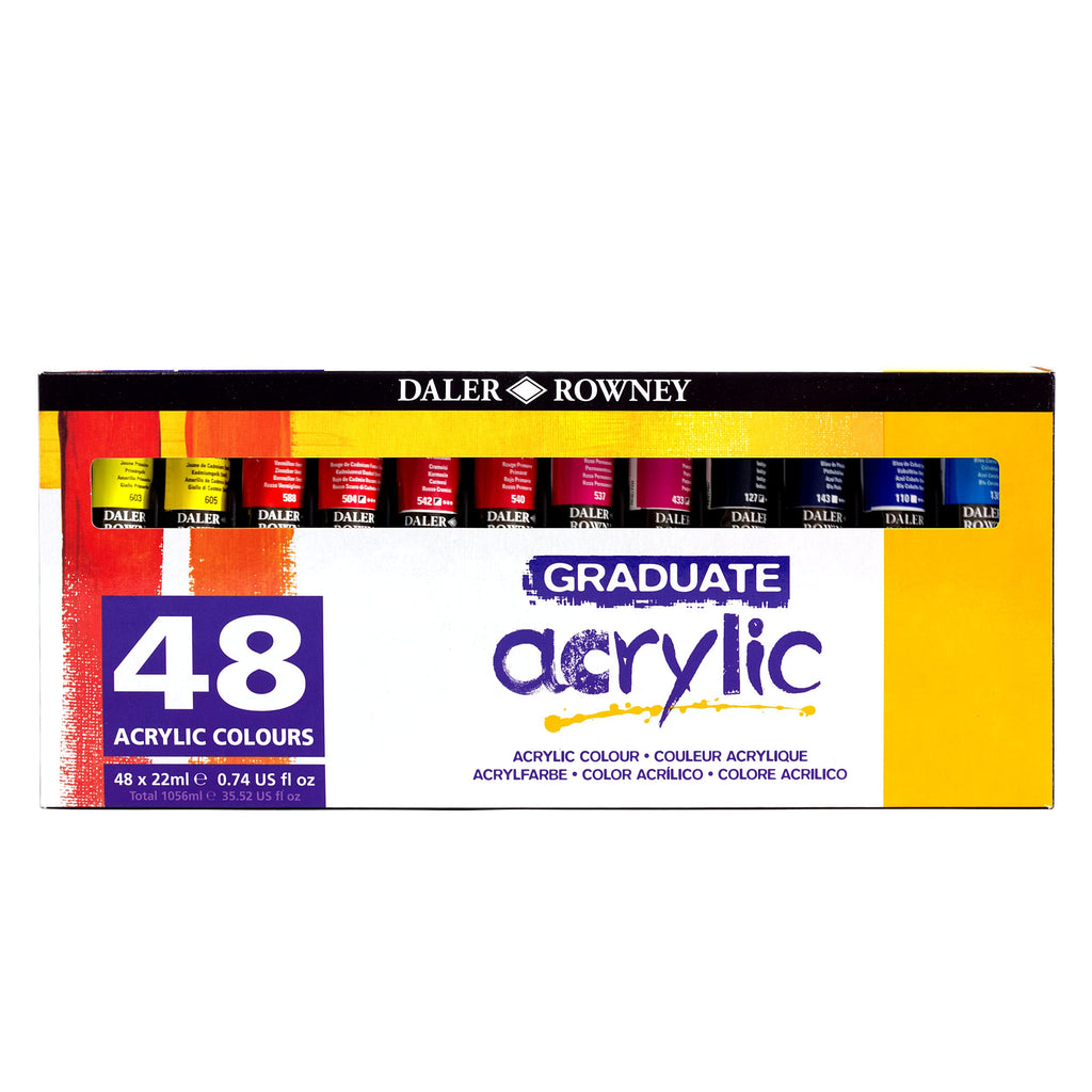 Daler-Rowney Graduate Acrylic Paint Set – 48 Assorted Colours, 22ml