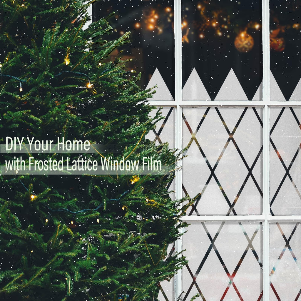 FEOMOS Frosted Lattice Window Privacy Film | UV Rejection Static Cling