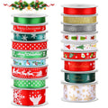 SANNIX 18 Rolls Christmas Ribbons - 90 Yards Grosgrain for Gift Wrapping
