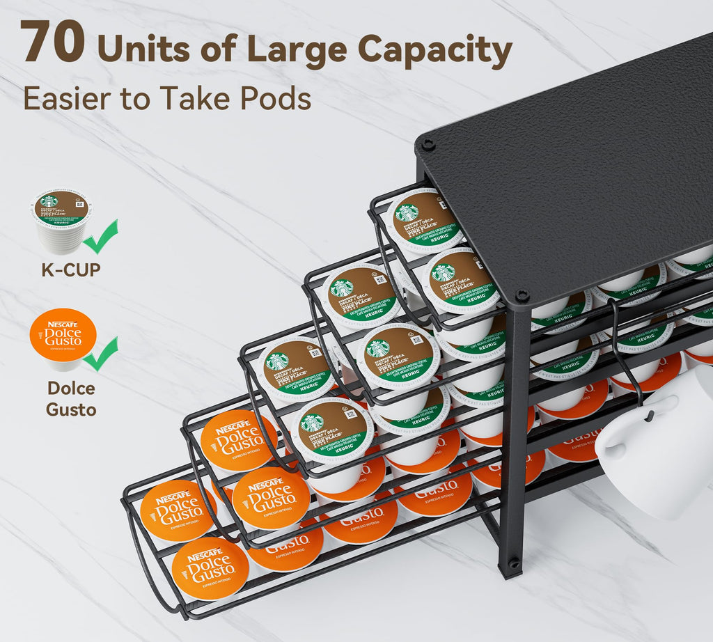 Jolof Store 5-Tier Dolce Gusto Coffee Pod Holder – 70 Capsule Metal Drawer