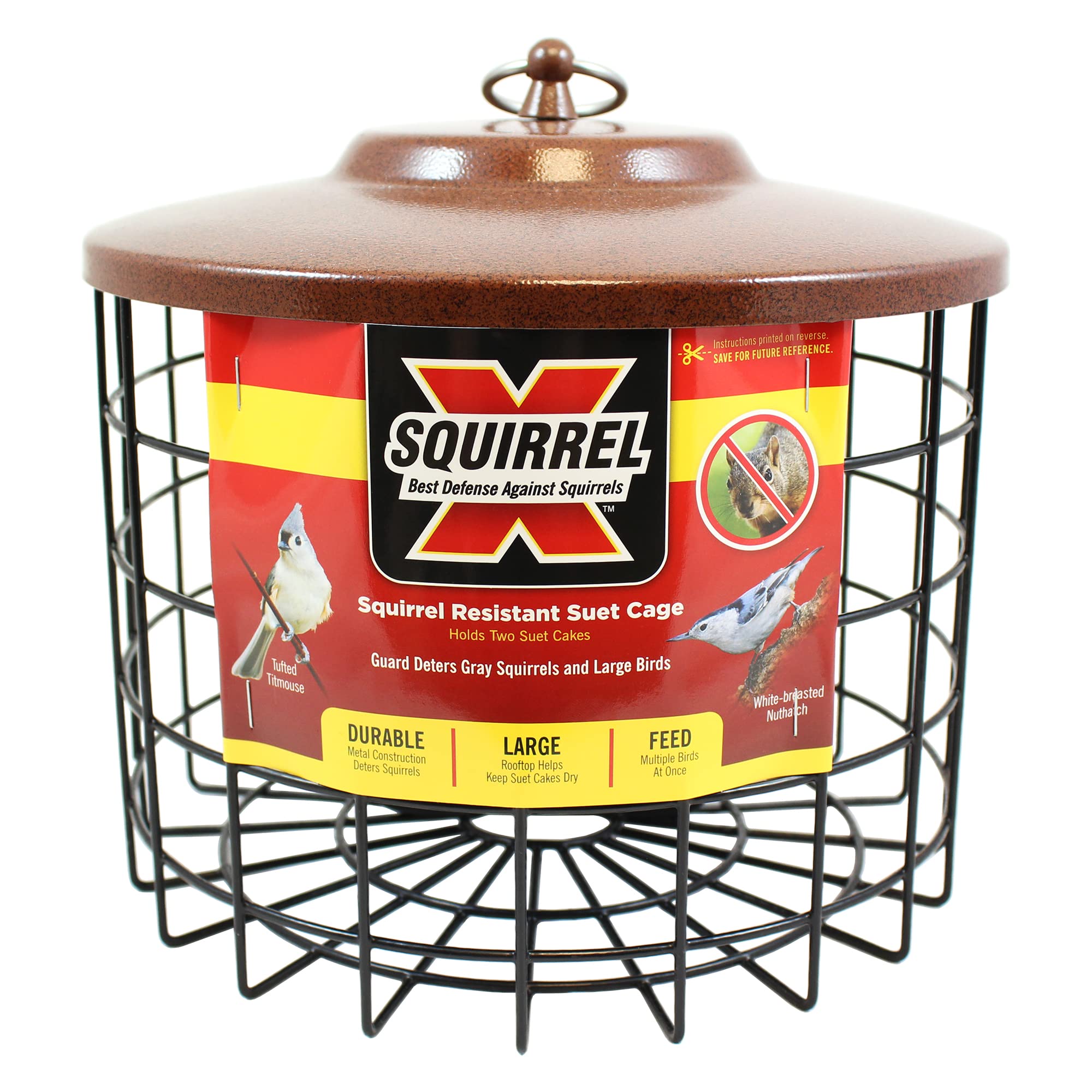 More Birds Squirrel-X Double Suet Feeder – Squirrel Proof Caged Steel