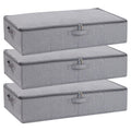 YheenLf Under Bed Storage Box with Lid | Foldable Linen Organiser, 3-Pack