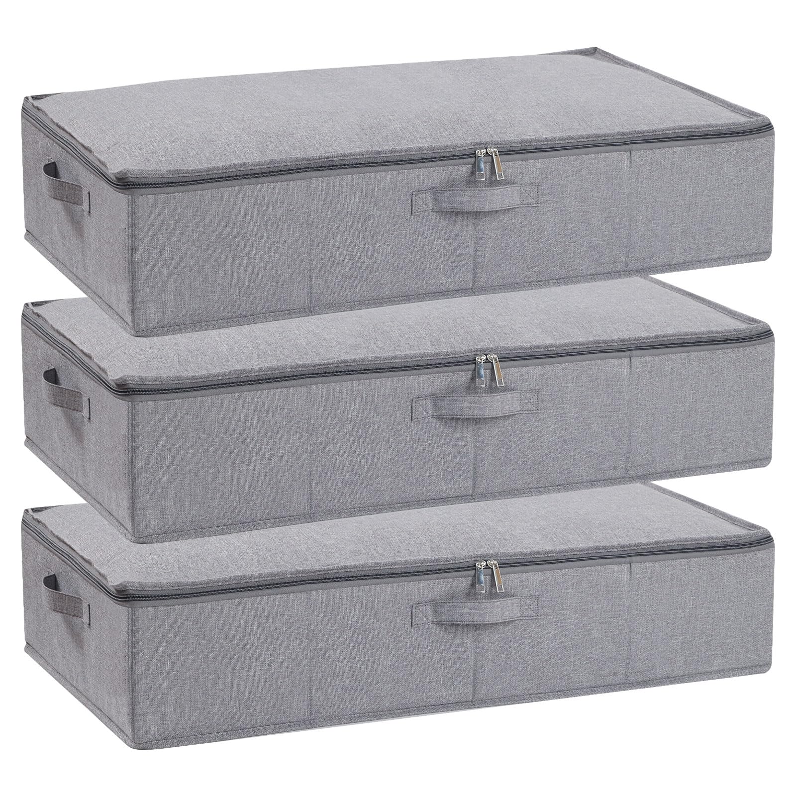 YheenLf Under Bed Storage Box with Lid | Foldable Linen Organiser, 3-Pack