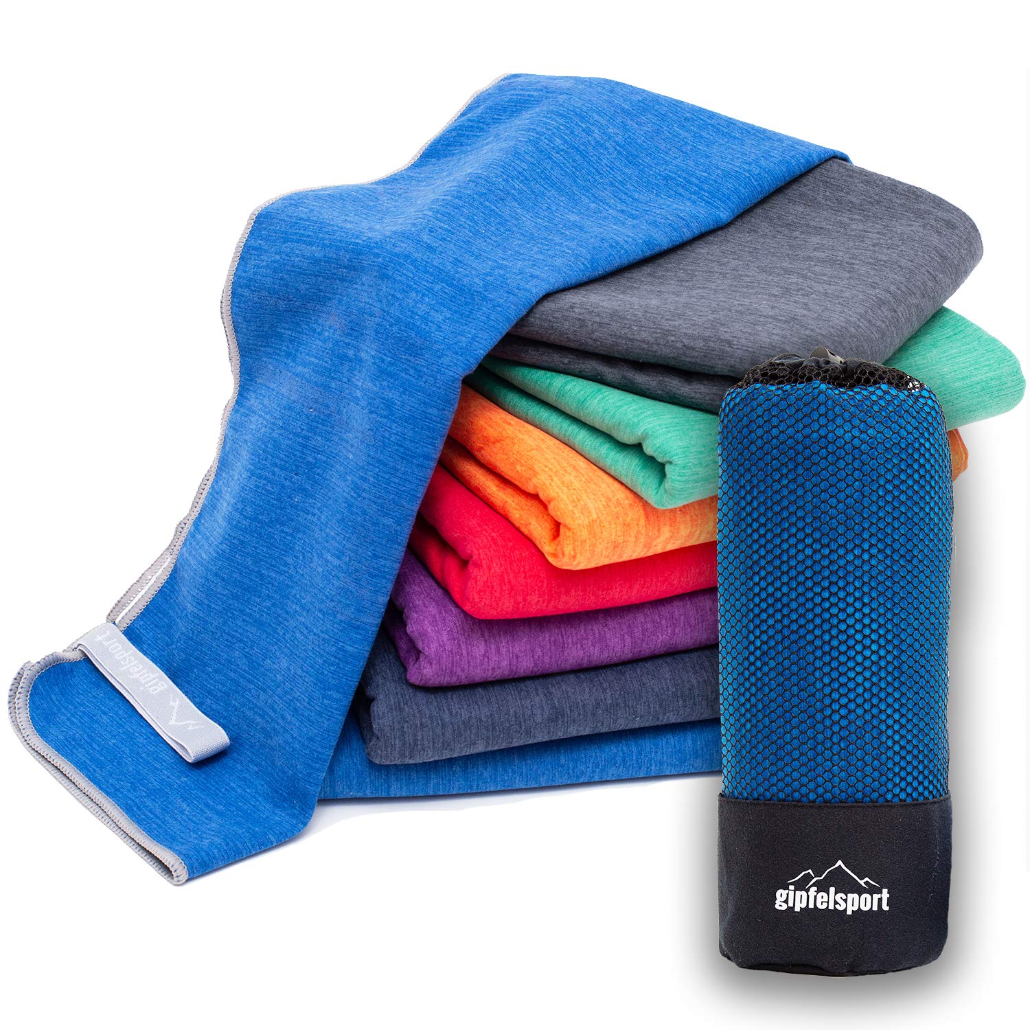 gipfelsport Microfibre Towel – Quick-Dry Travel & Sports Towel, Blue, M