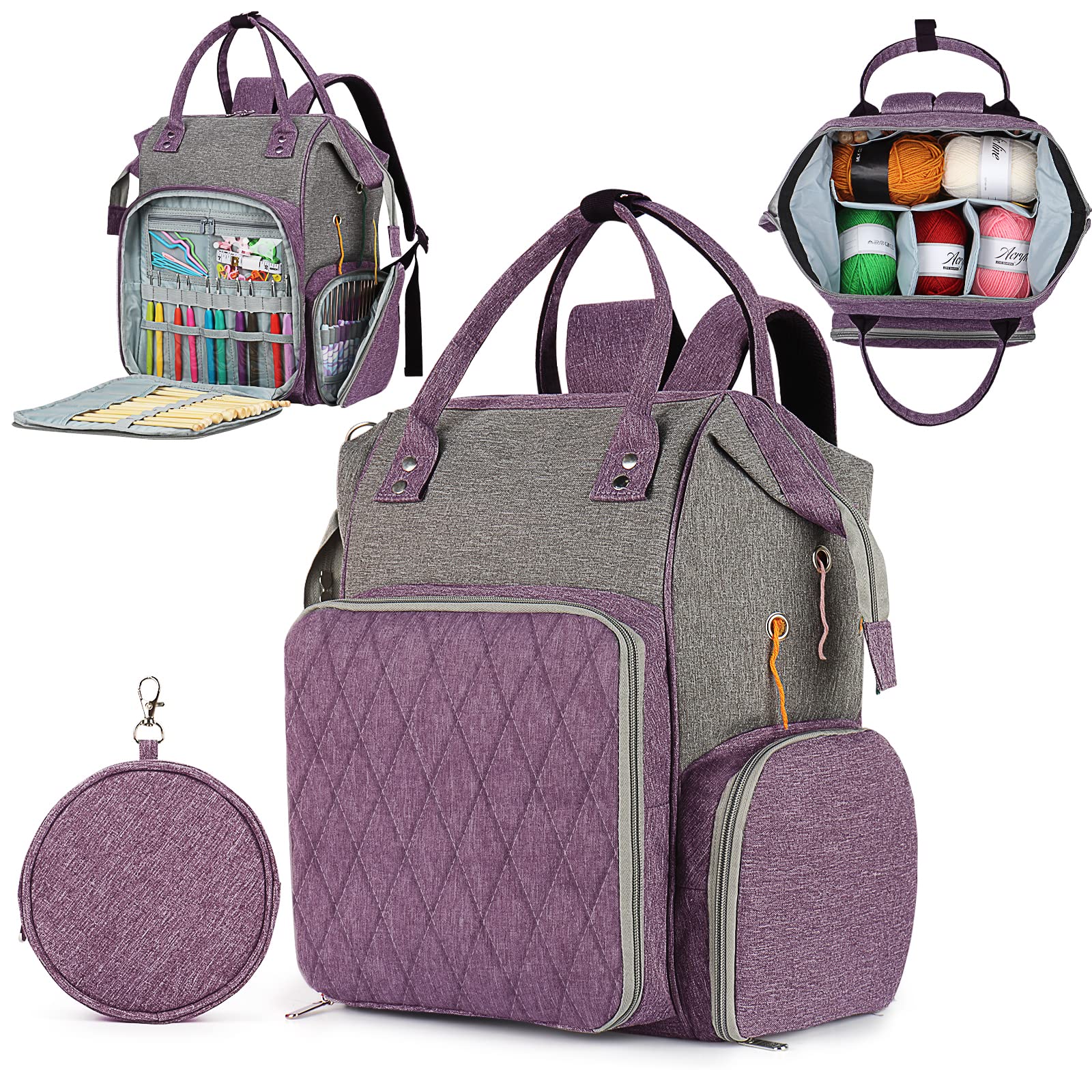Aeelike Extra Large Knitting Bag Backpack | Yarn Storage & Crochet Organizer