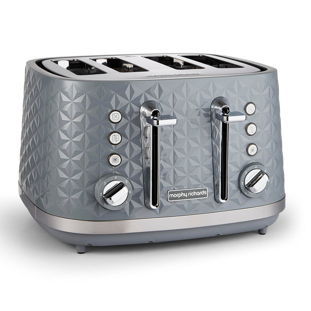 Morphy Richards Vector 4-Slice Toaster | High Gloss Geometric Design – Grey