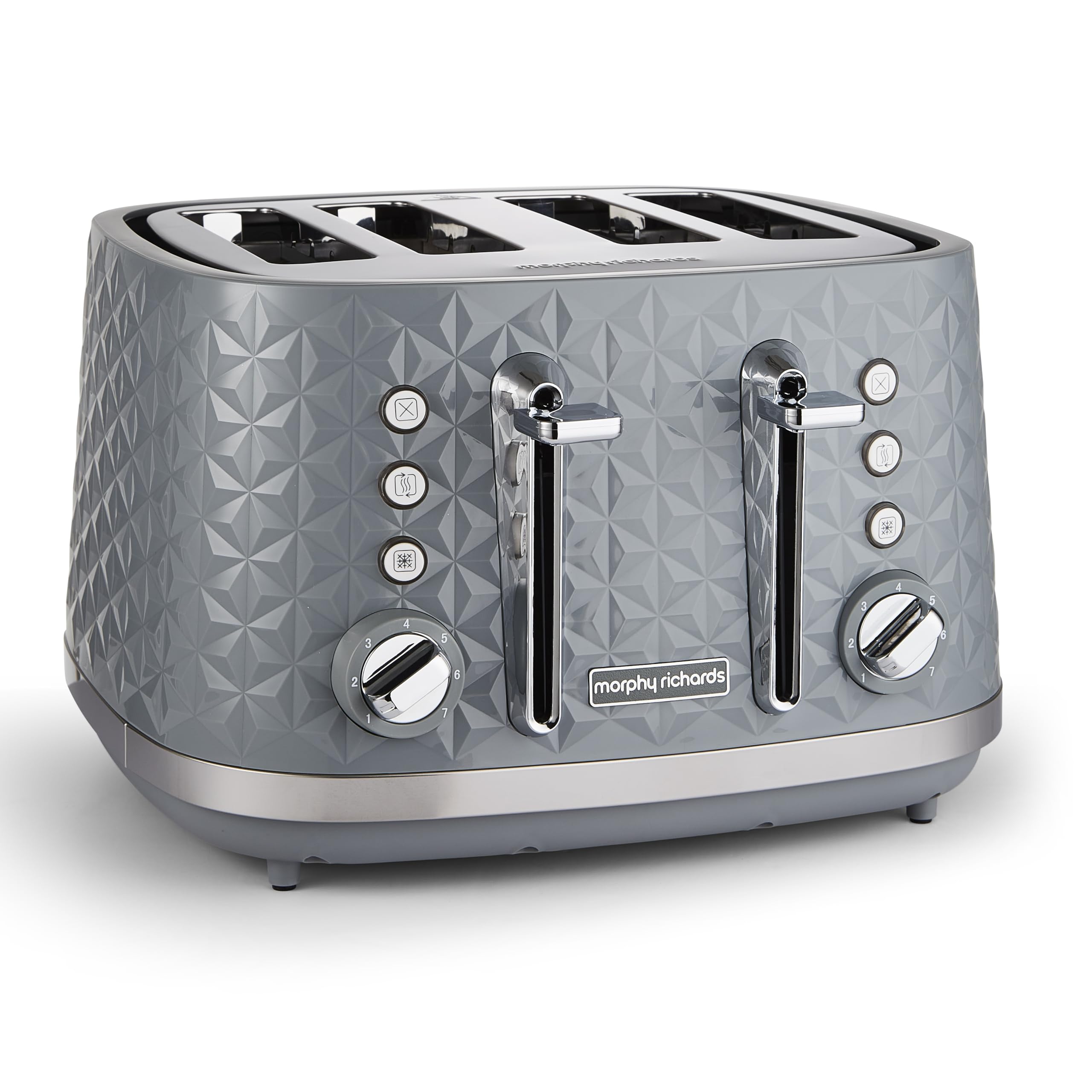 Morphy Richards Vector 4-Slice Toaster | High Gloss Geometric Design – Grey