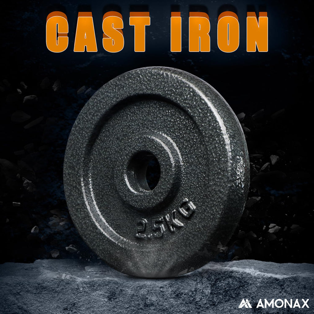 Amonax 20kg Cast Iron Adjustable Dumbbells & Barbell Set for Home Gym