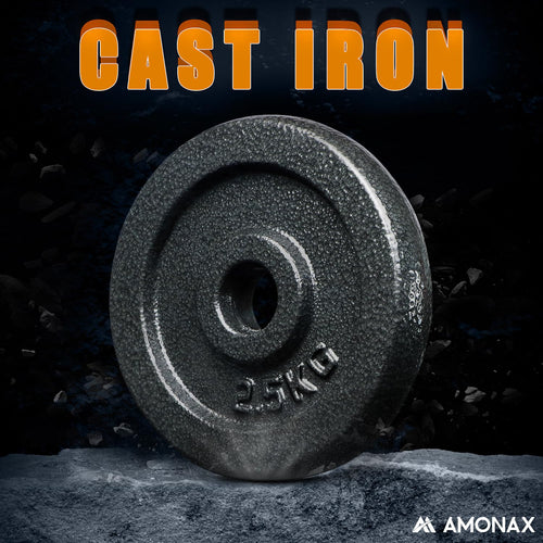 Amonax 20kg Cast Iron Adjustable Dumbbells & Barbell Set for Home Gym