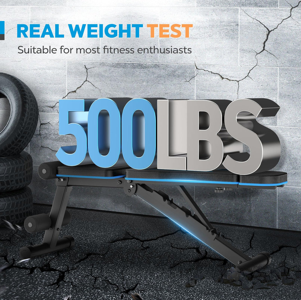 MAHAO Adjustable Weight Bench | Foldable 500lb Capacity Home Gym Bench