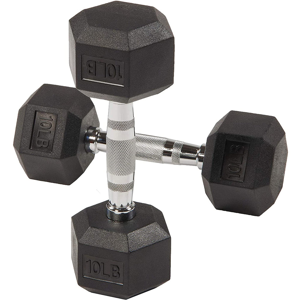 BalanceFrom Rubber Encased Hex Dumbbell – Black Cast Iron Weight