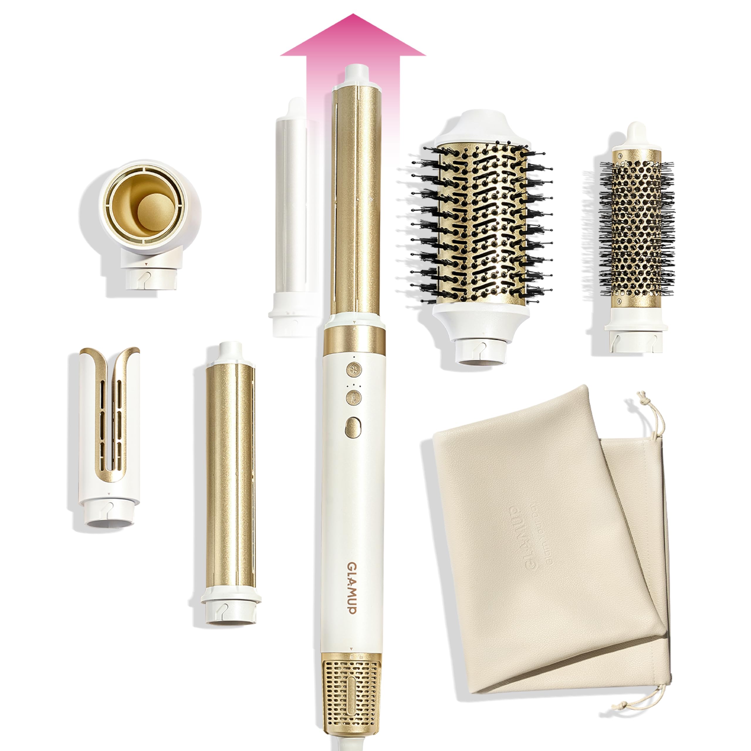 GLAMUP Aircurler 6-in-1 Hot Air Styler – High Speed Hair Dryer Gift Set