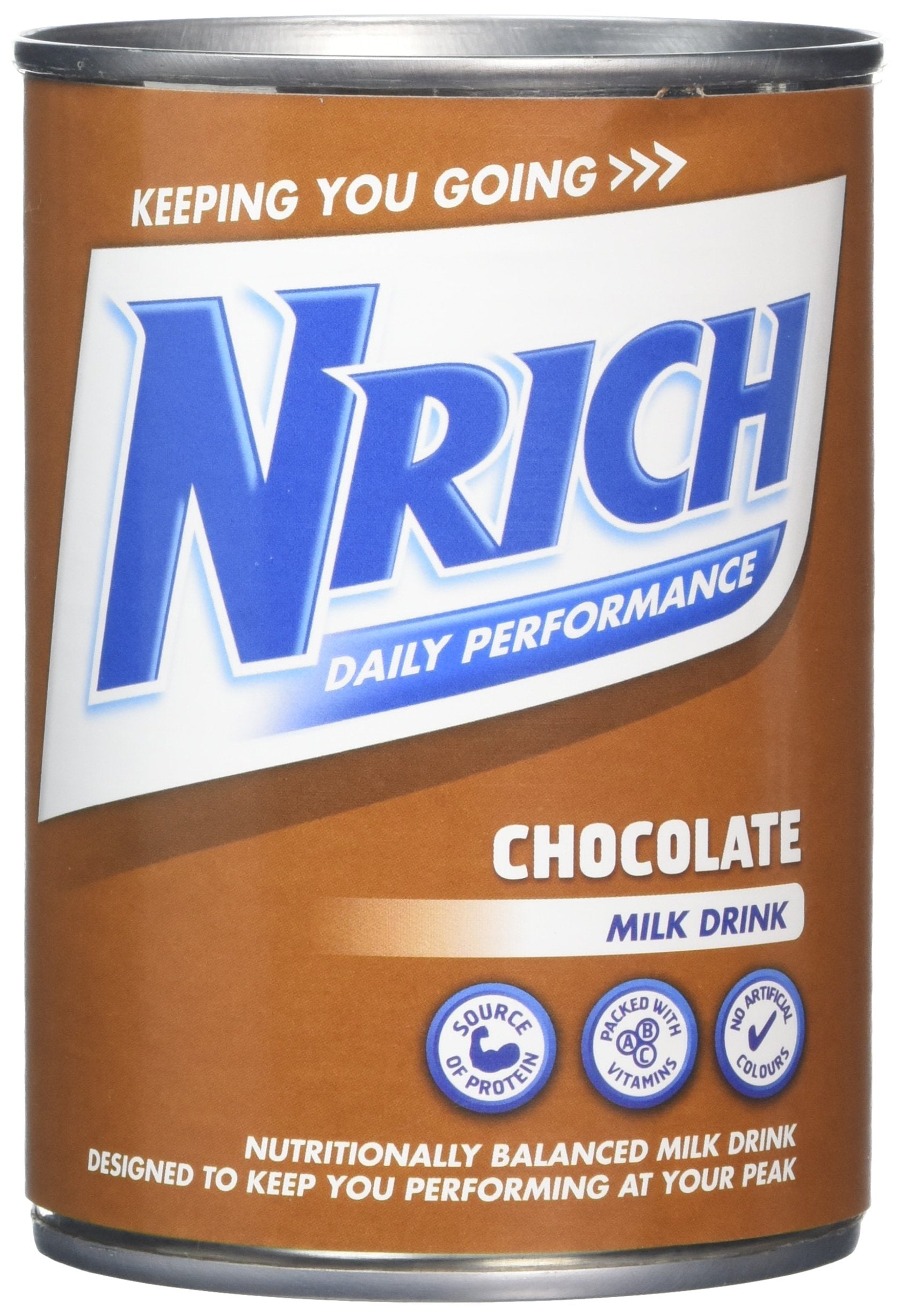 Nrich Chocolate Milk Drink Powder - 400g Instant Mix Tins (Pack of 12)