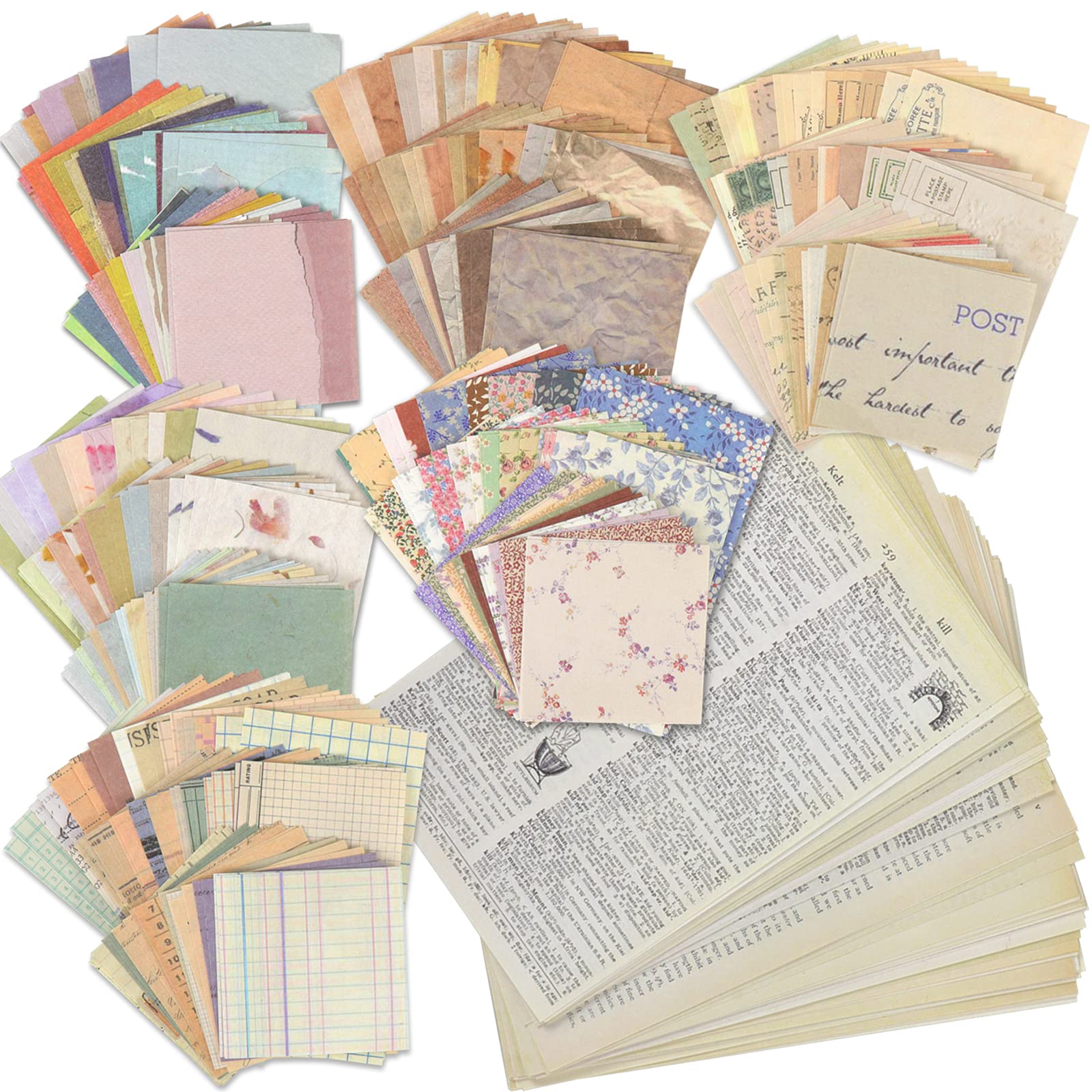 Meetory 417 PCS Vintage Scrapbooking Paper & Stickers for DIY Journaling