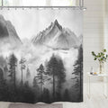 Jolof Store Black Mountain Shower Curtain | 72x72 Misty Scenery Polyester