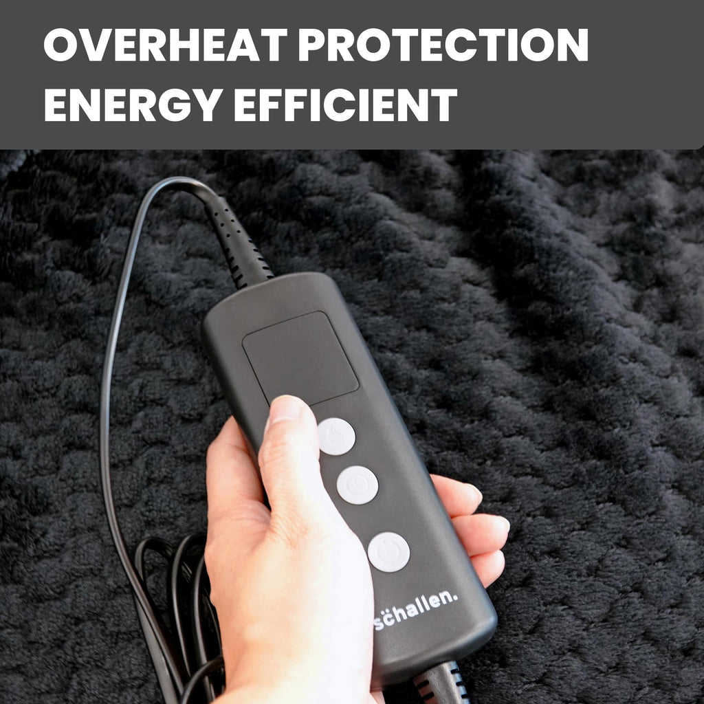 Schallen Heated Electric Throw Blanket - Waffle Fleece with 10 Heat Settings