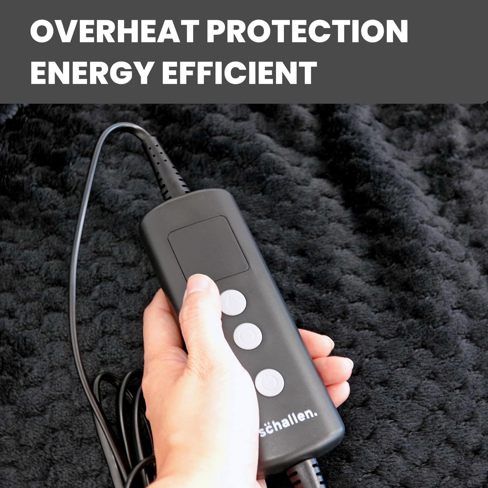 Schallen Heated Electric Throw Blanket - Waffle Fleece with 10 Heat Settings