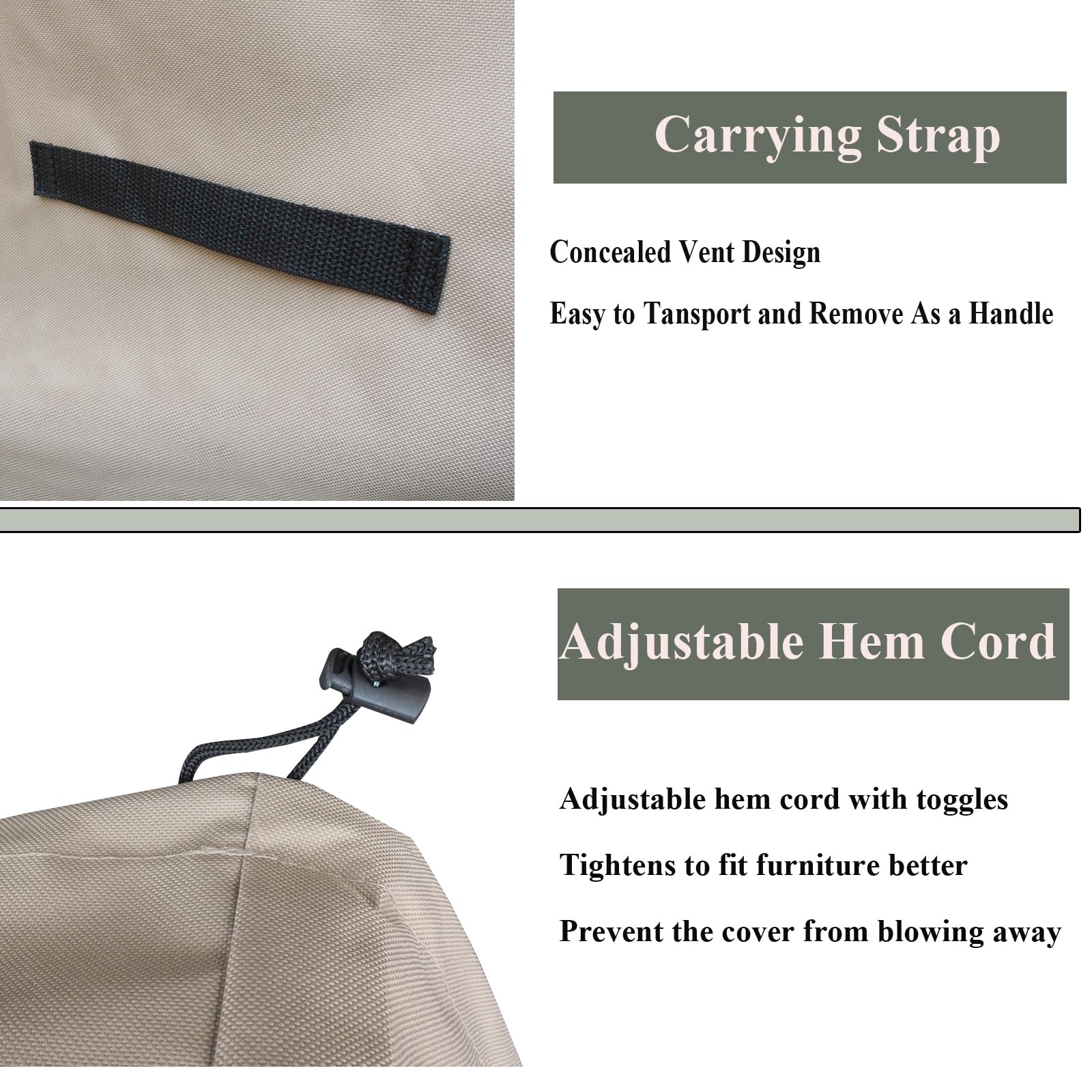 Art To Real Waterproof Garden Chair Cover – Heavy Duty 600D Nylon, Khaki