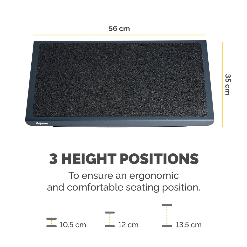 Fellowes Professional Series Ergonomic Foot Rest – 3 Height Positions, Black