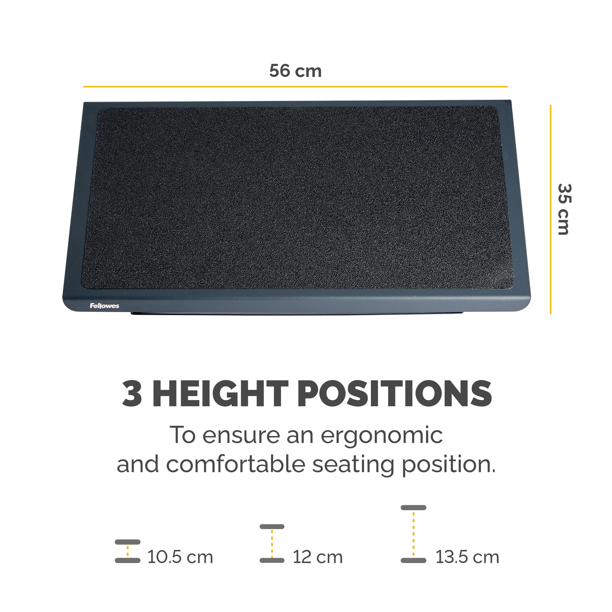 Fellowes Professional Series Ergonomic Foot Rest – 3 Height Positions, Black