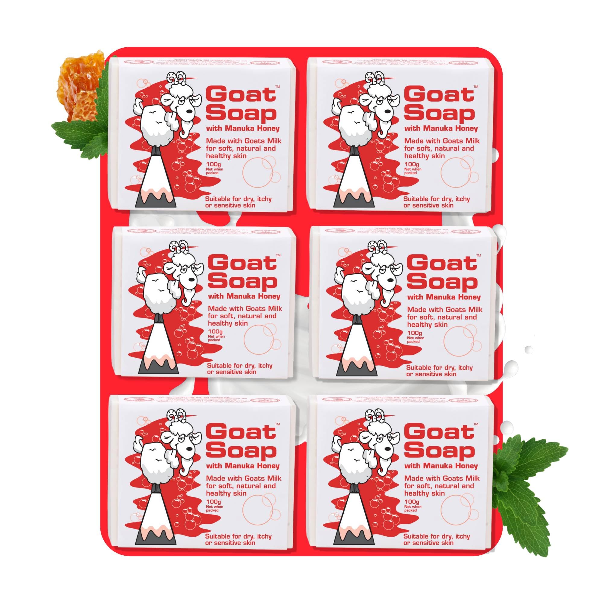 Goat Soap Manuka Honey Goats Milk Body Bar for Sensitive Skin – 6 Pack