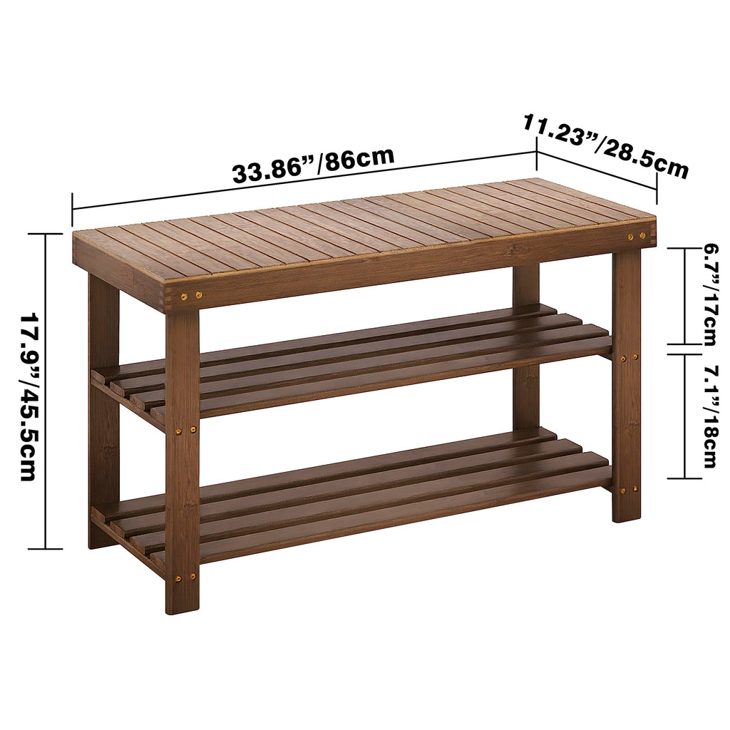 SMIBUY 3-Tier Bamboo Shoe Rack Bench – Entryway Storage Shelf, Walnut