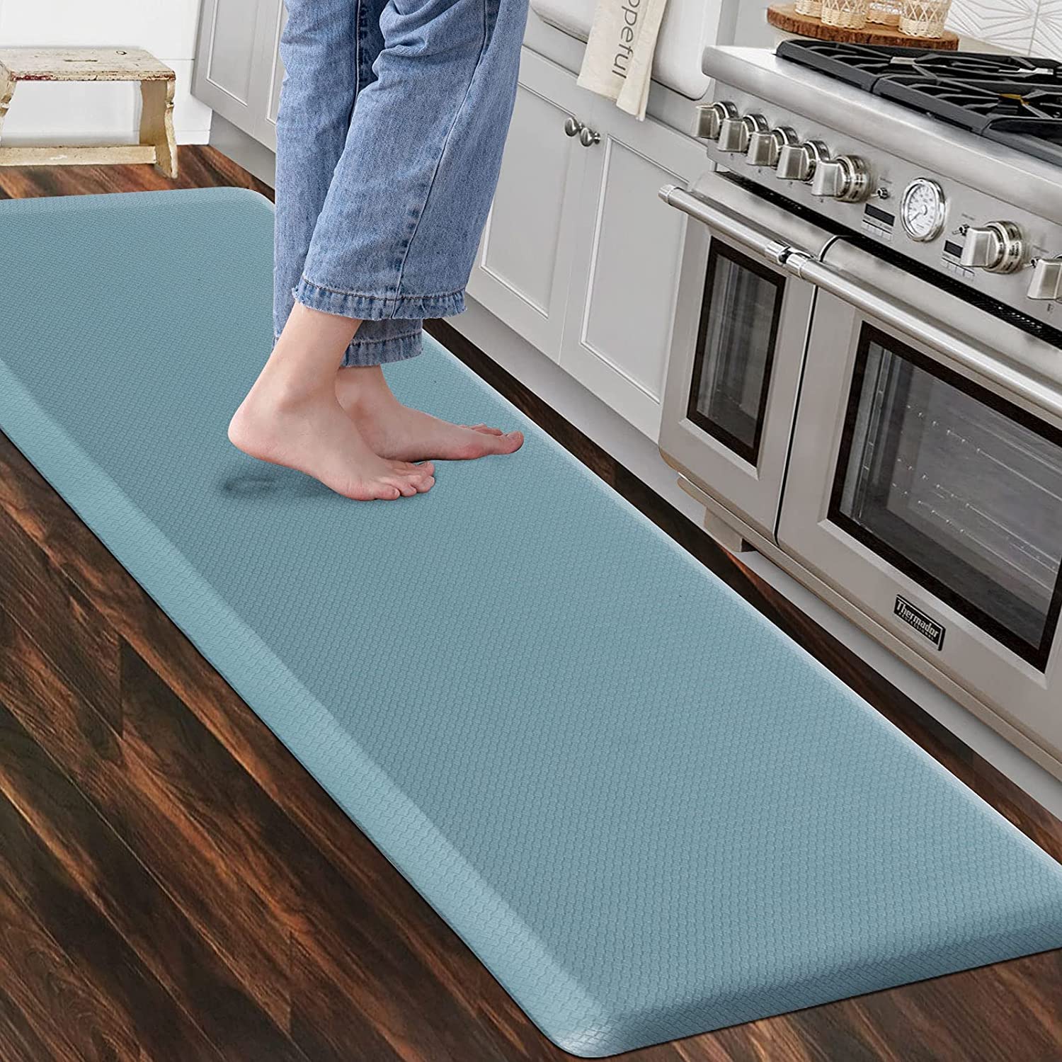 Carvapet Anti Fatigue Kitchen Mat – Non Slip PVC Waterproof Runner, Teal
