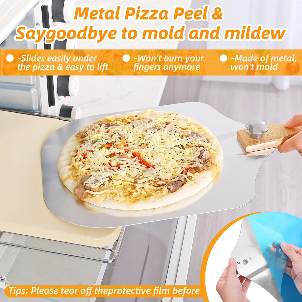 GOFOWRK Cordierite Pizza Stone Set – 38x30cm Rectangle Baking Stone, 5 PCS