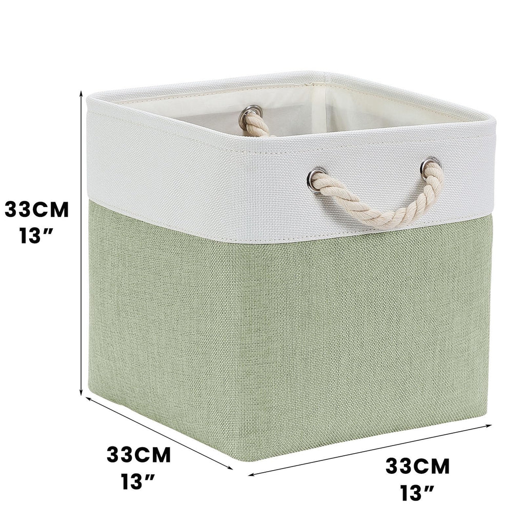 Mangata 33x33x33cm Cube Storage Boxes 3Pcs Green White Foldable Baskets