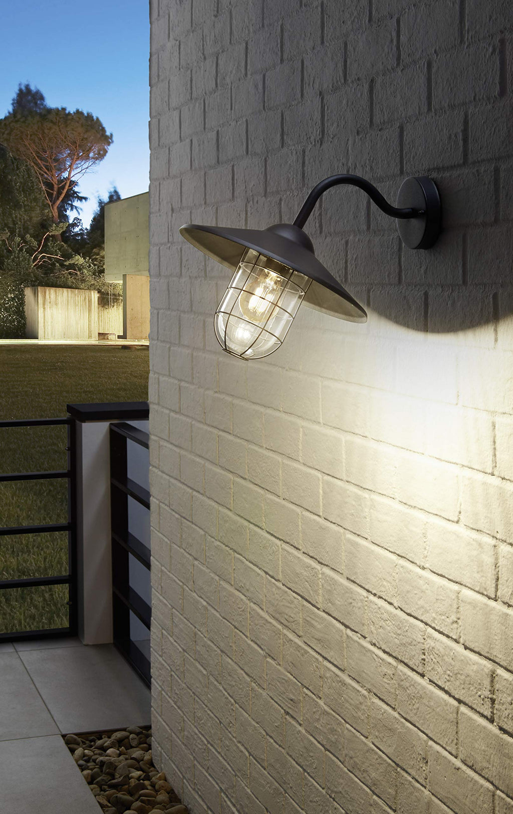 Eglo Melgoa Outdoor Wall Light – Black Steel & Glass Vintage Porch Lamp