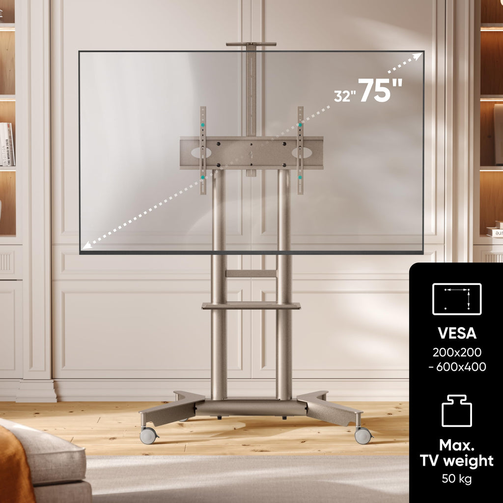 ONKRON Mobile TV Stand 32-75 Inch up to 50 kg, max VESA 600x400, TS1571-C - image 2