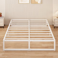 Yicensen Metal Double Bed Frame 160x200 cm | Steel Slat Support - White