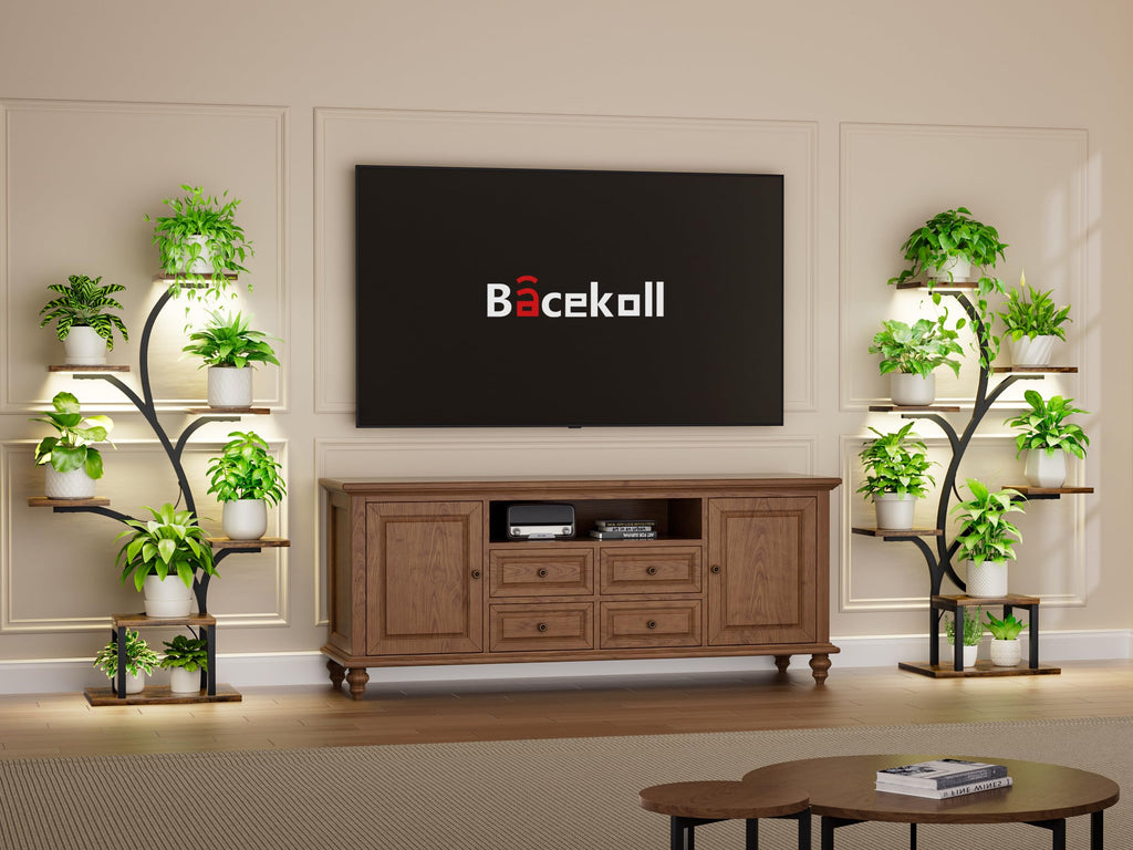 BACEKOLL 7-Tier Plant Stand with Grow Lights | 49" Metal Corner Shelf