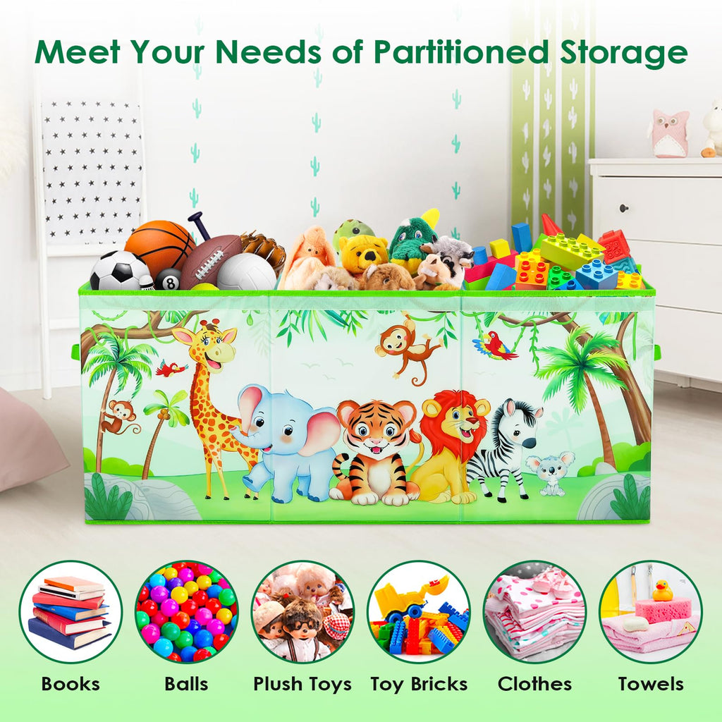 Decalsweet Jungle Animal Extra Large Toy Storage Box – Foldable Oxford Chest