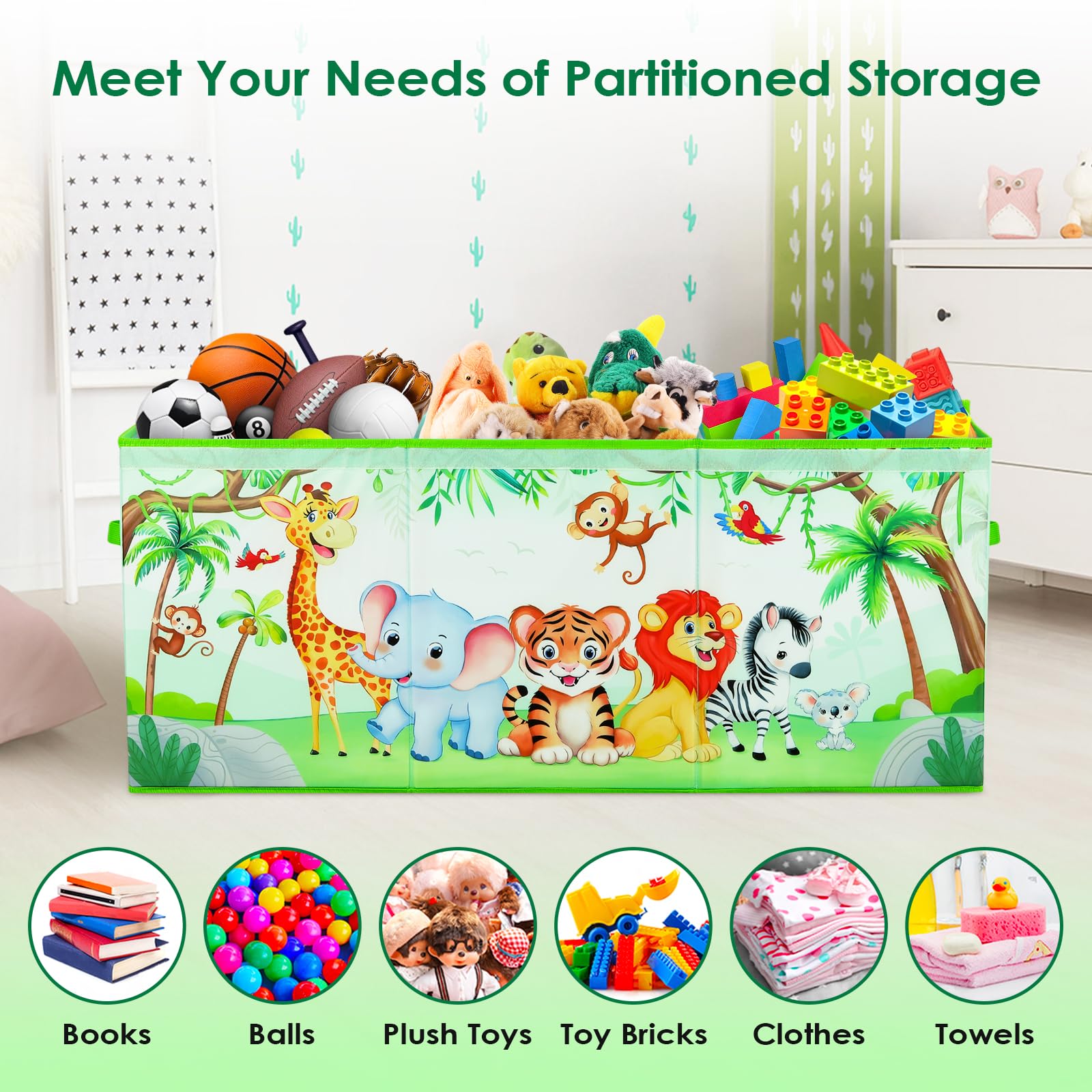 Decalsweet Jungle Animal Extra Large Toy Storage Box – Foldable Oxford Chest