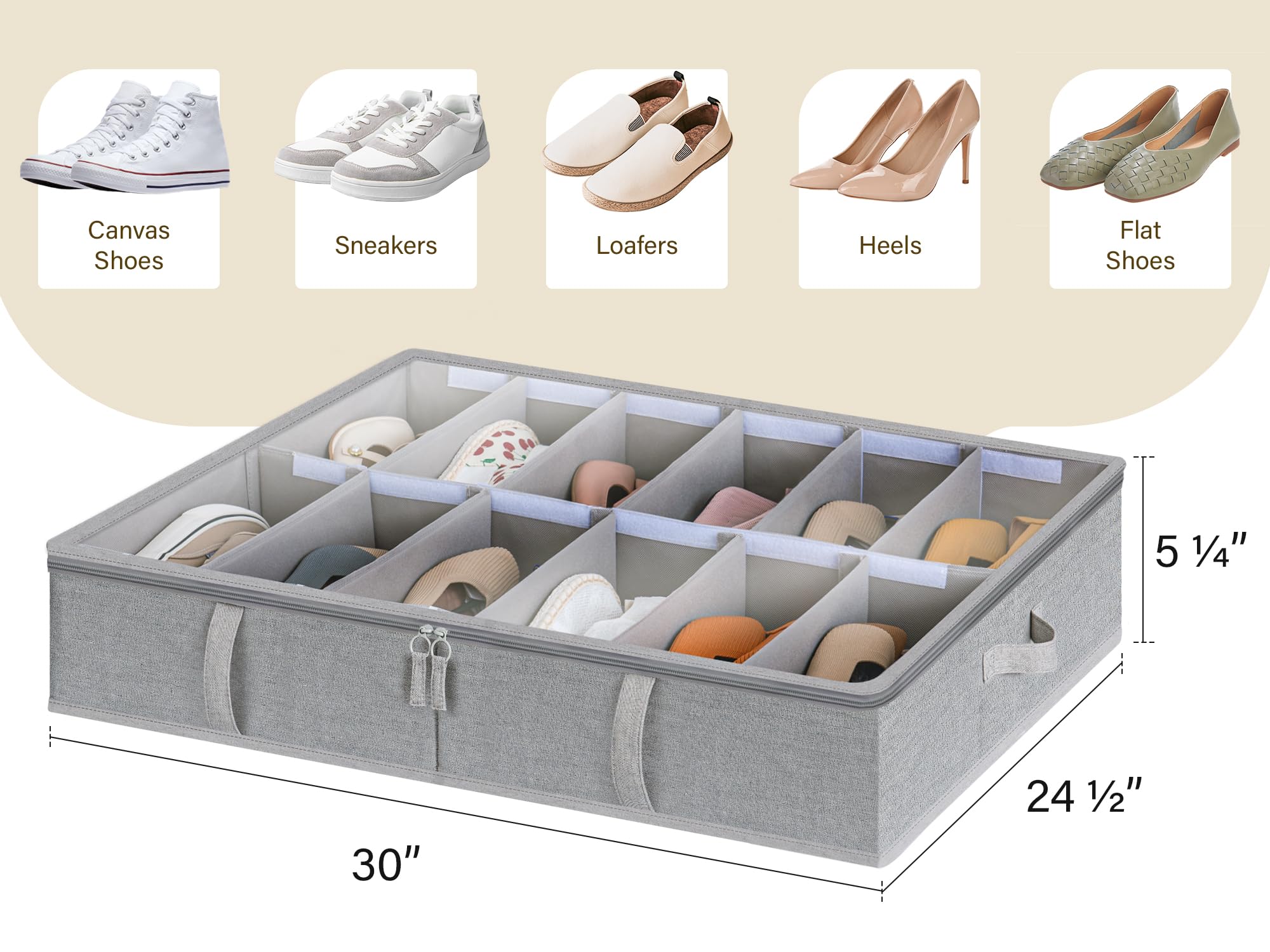 StorageWorks Under Bed Shoe Storage Organizer - Grey, 2-Pack