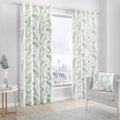 Fusion Fernworthy Leaf Print Cotton Eyelet Lined Curtains - Green, 90x90"
